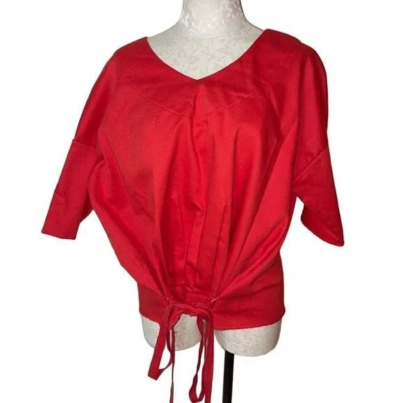 Susanne Bommer Top And Bermuda Shorts Set Outfit Size Medium Red Kiss Cotton New